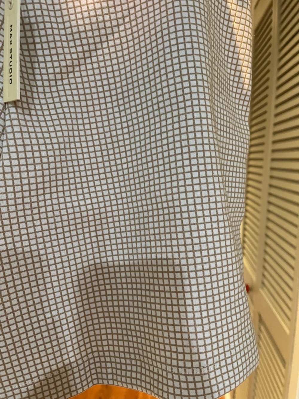 Max Studio Cream and Brown Grid High-Rise Shorts - Picture 2 of 4